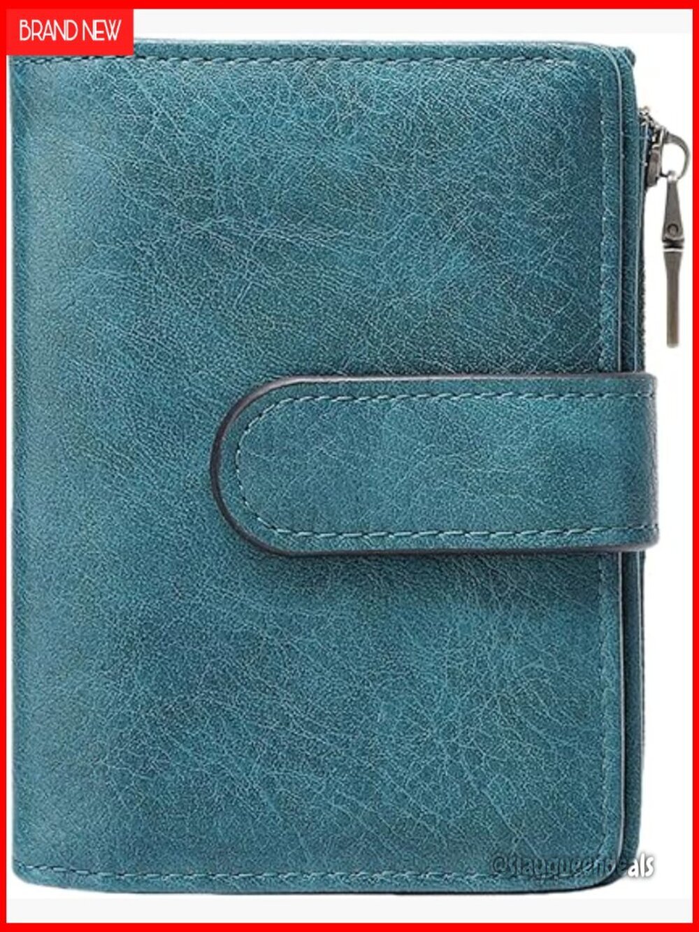 Small Leather Bifold Wallet with Zipper Coin Pocket & Card Slots